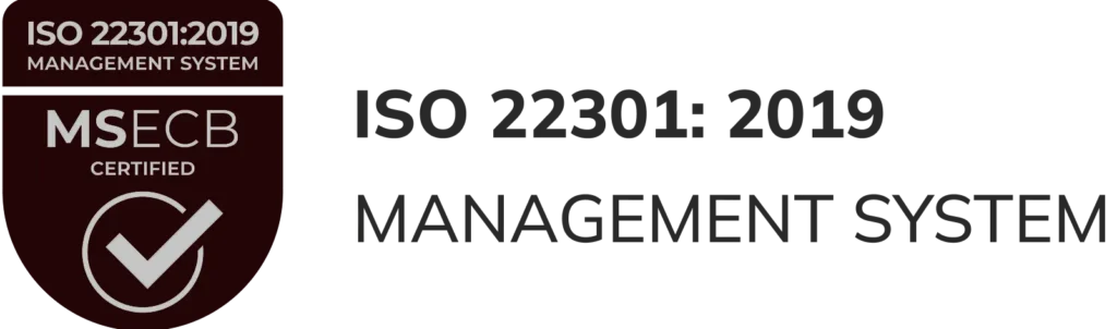 Heirs Technologies MSECB Certified ISO 22301:2019 Management System certification badge`